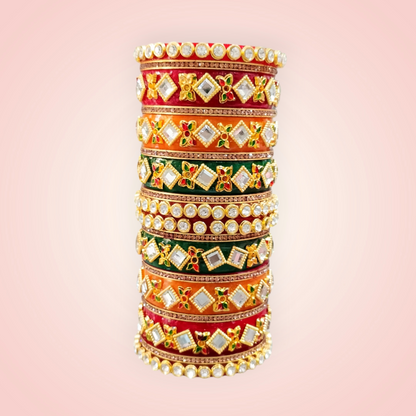 Traditional Rajasthani Bridal Chura Set for Women | Multicolor Wedding Bangles